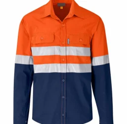 Long Sleeve Cotton Drill Shirt with Reflective Tape